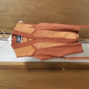 Vintage Le Foxx suede and knit it belted vest.